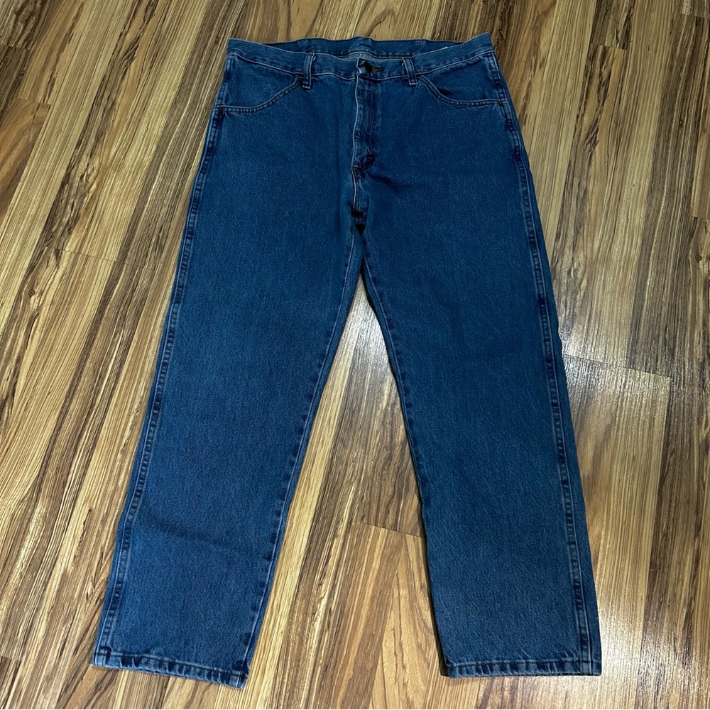 RUSTLER Blue Denim Straight Leg 4 Pocket Mens Jeans Size 36 X 29 #130273